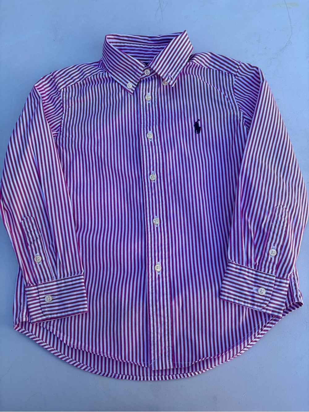 Ralph Lauren Pink & White Striped Long-Sleeve Button-Down Shirt